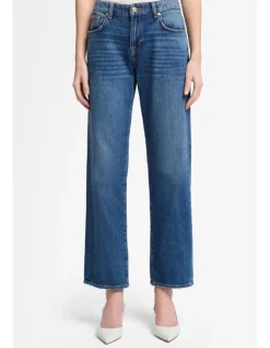 Calie Straight Mid Rise Full Length Jeans