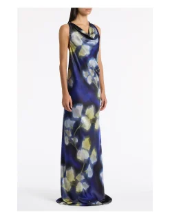 CALLA LILY SILK VISCOSE COWL FRONT GOWN
