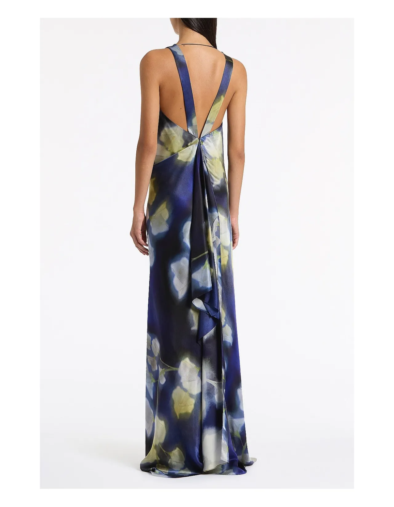CALLA LILY SILK VISCOSE COWL FRONT GOWN