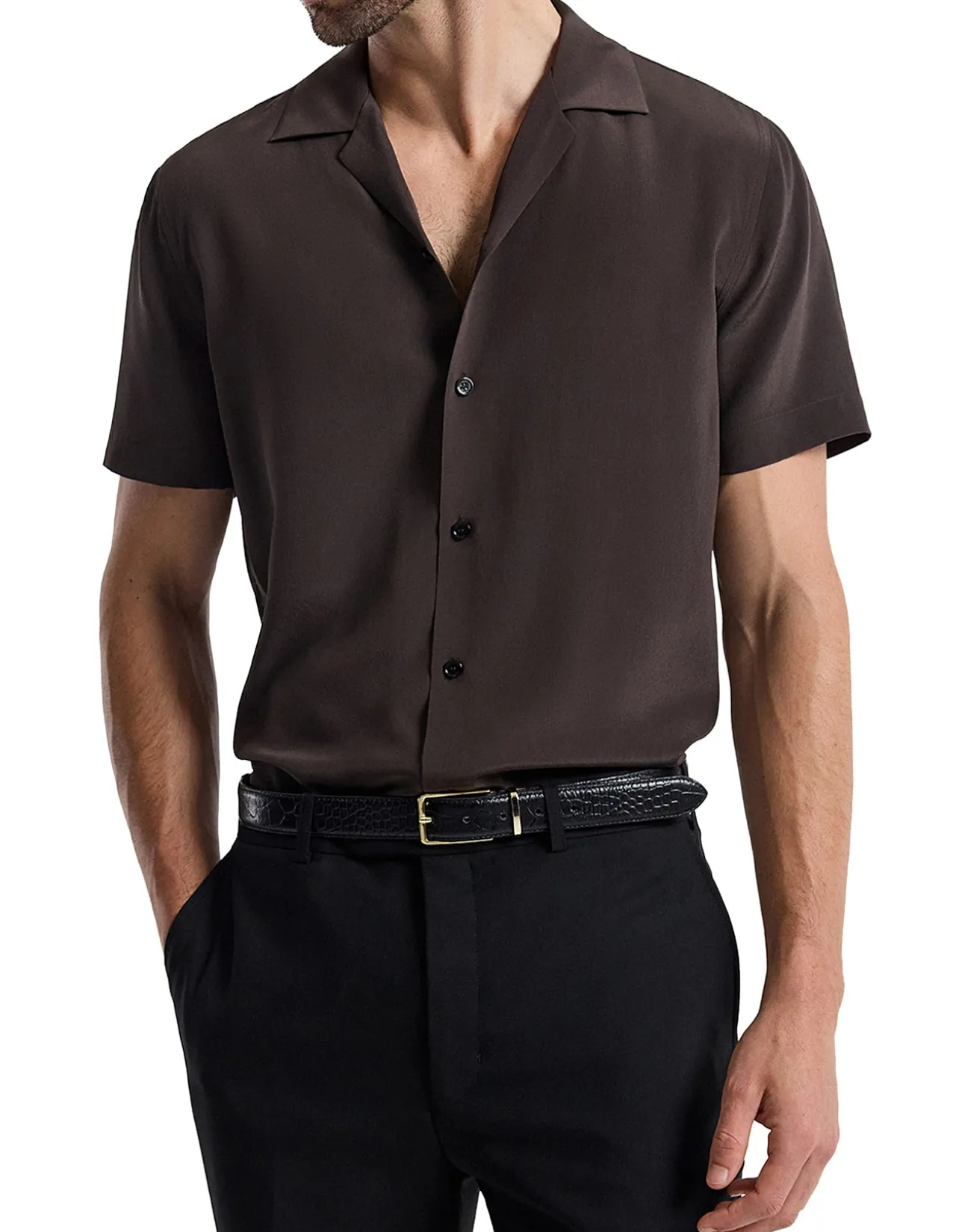 CAMP COLLAR SILK SS SHIRT