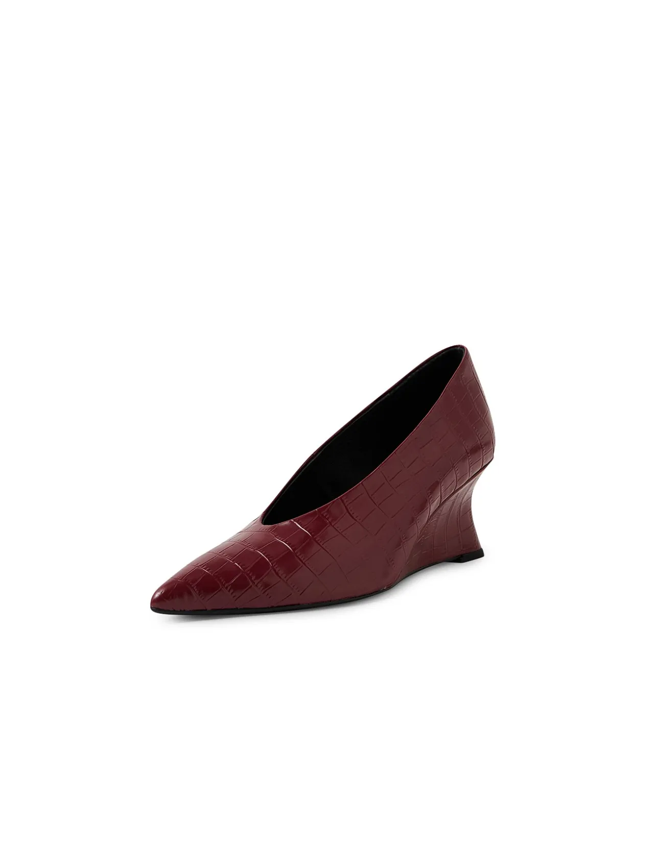 CAMYE MO BURGUNDY CROC LEATHER