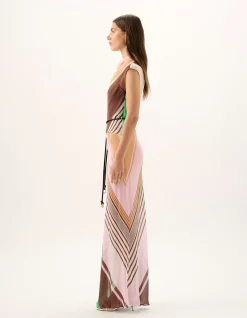 Capri Sheer Stripe Bias Cut Maxi Dress