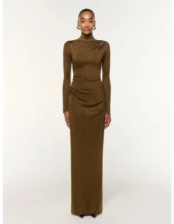 CAP SLEEVE SQUARE NECK JACQUARD MIDI DRESS