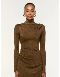 CAP SLEEVE SQUARE NECK JACQUARD MIDI DRESS