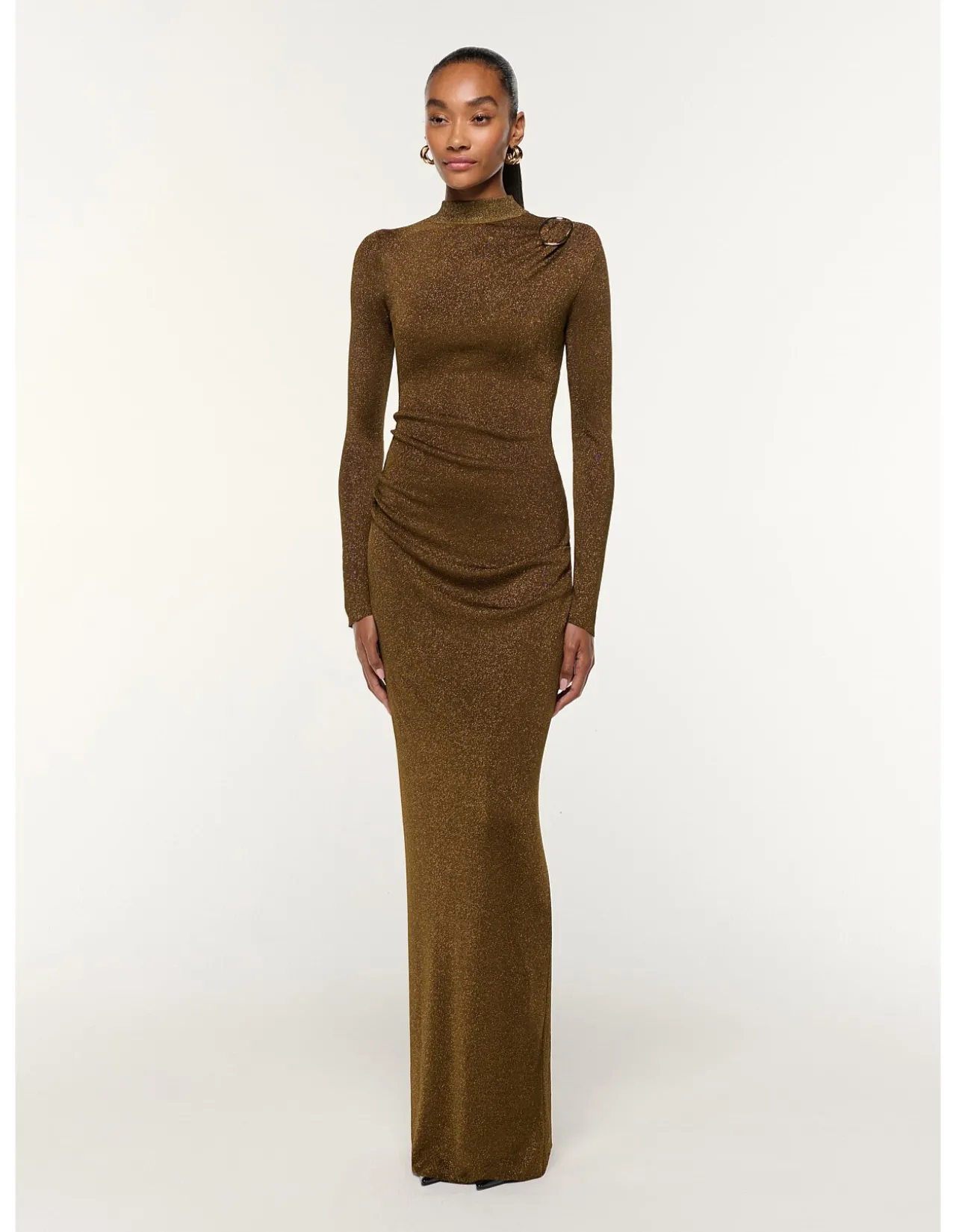 CAP SLEEVE SQUARE NECK JACQUARD MIDI DRESS