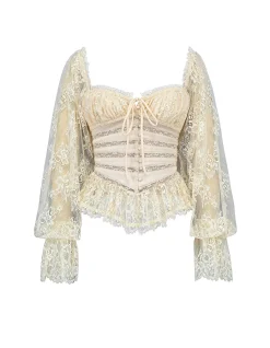 'CARA'LONG SLEEVE LACE TOP