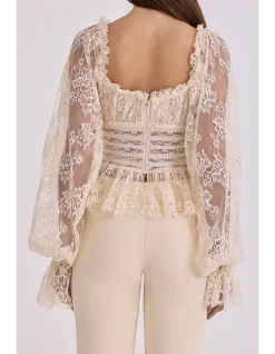 'CARA'LONG SLEEVE LACE TOP