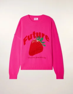 CASHMERE FUTURE STRAWBERRY CREWNECK SWEATER
