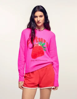CASHMERE FUTURE STRAWBERRY CREWNECK SWEATER