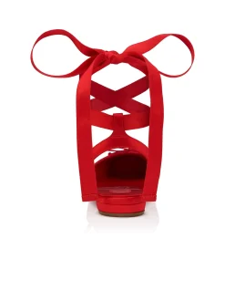 CASSIA LACE UP FLAT CREPE SATIN GRAPEFRUIT FLATS