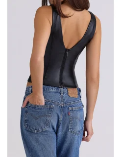 CATALINA LEATHER V-NECK TOP