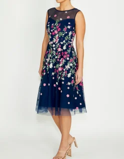 CATALINA NAVY AND PINK MIDI DRESS
