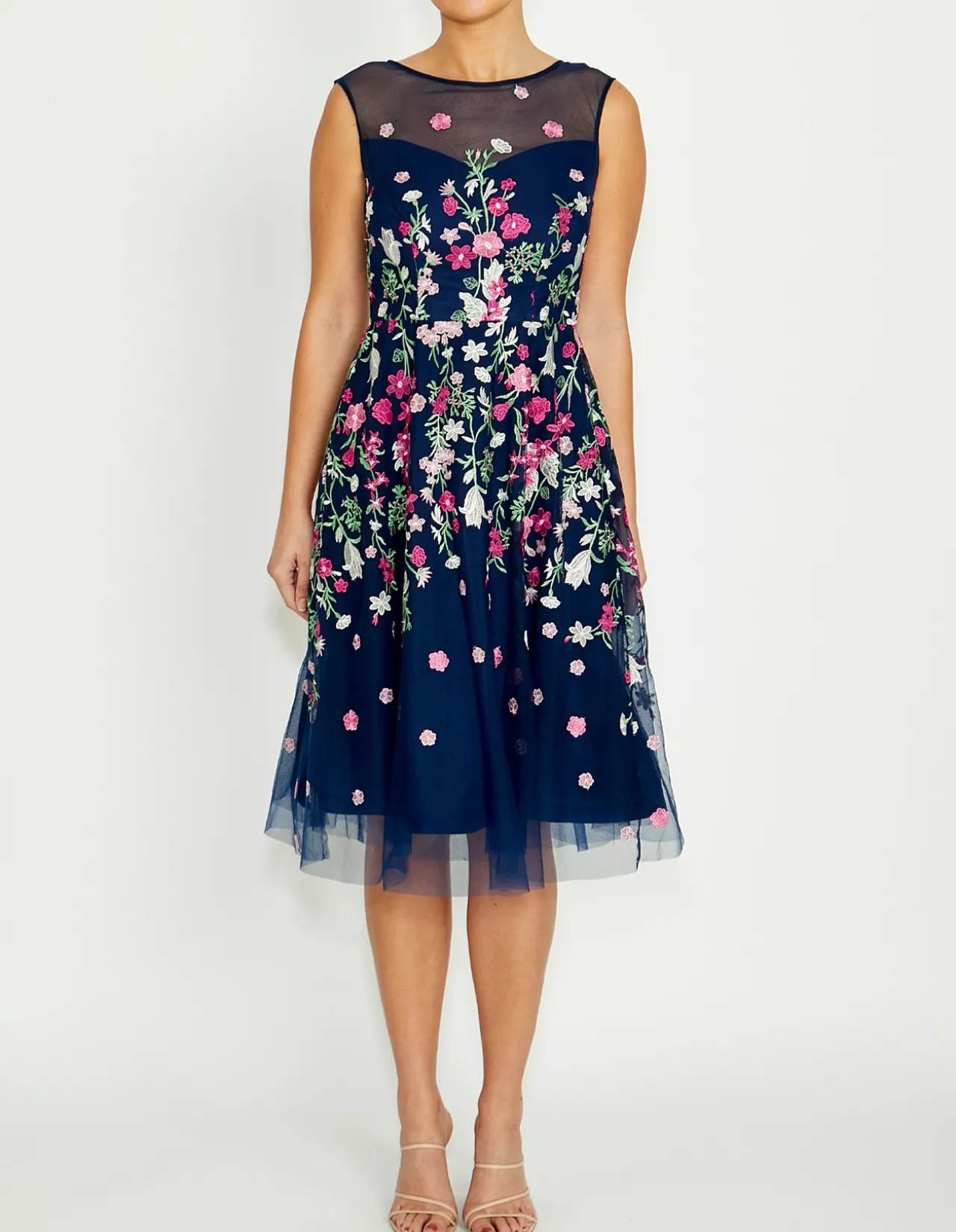 CATALINA NAVY AND PINK MIDI DRESS