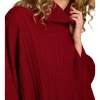 Catriona Cable Poncho - Red