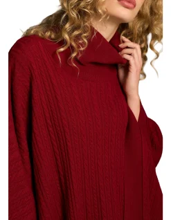Catriona Cable Poncho - Red