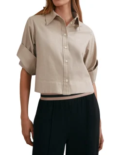 Caylan Button Down Cropped Shirt