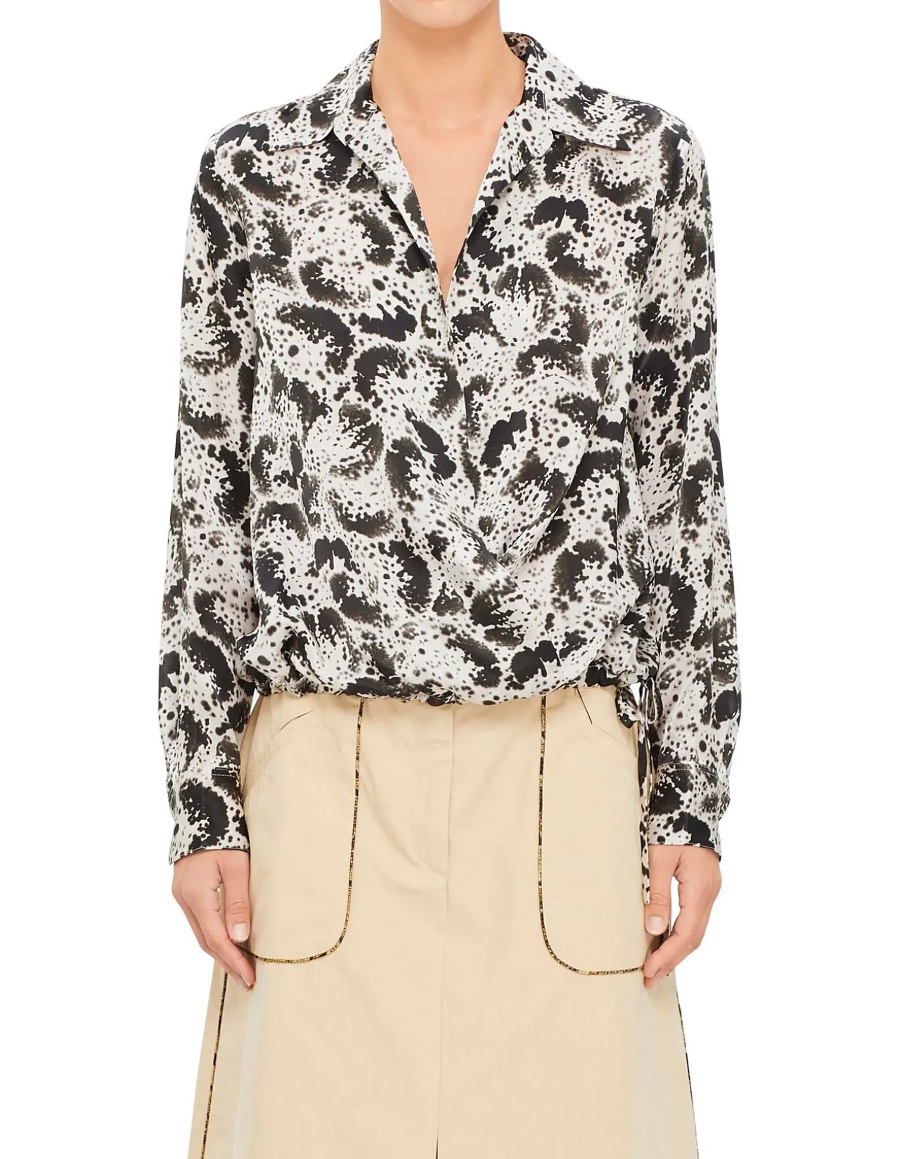 Cedal Printed Wrap Shirt Black