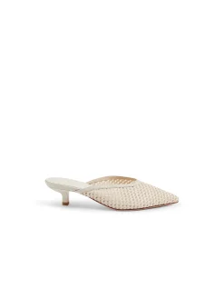 Celeb Woven Mesh Pointed Kitten Heel Mules
