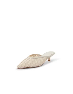 Celeb Woven Mesh Pointed Kitten Heel Mules