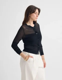 CELINA SHEER PANEL CARDIGAN