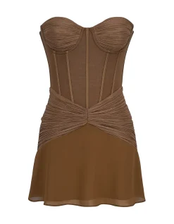 CHARLOTTE CHIFFON + MESH MINI DRESS