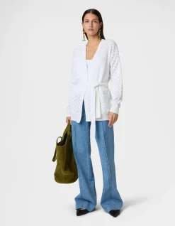 Chevron Cotton and Viscose Cardigan with Belt