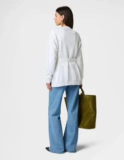 Chevron Cotton and Viscose Cardigan with Belt