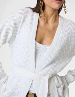 Chevron Cotton and Viscose Cardigan with Belt