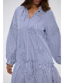 Chiara Frill Collar Stripe Mini Dress