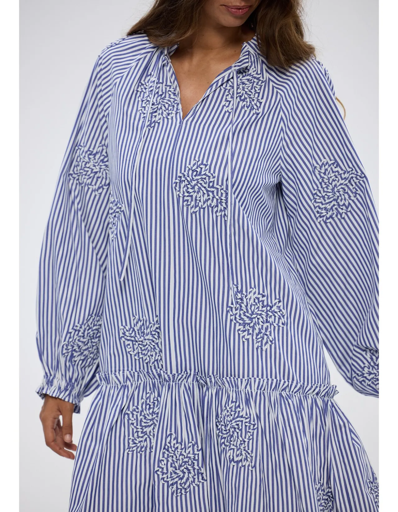 Chiara Frill Collar Stripe Mini Dress