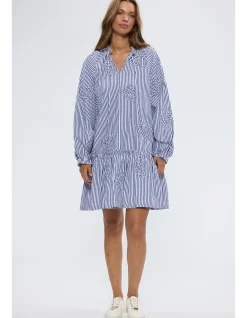 Chiara Frill Collar Stripe Mini Dress