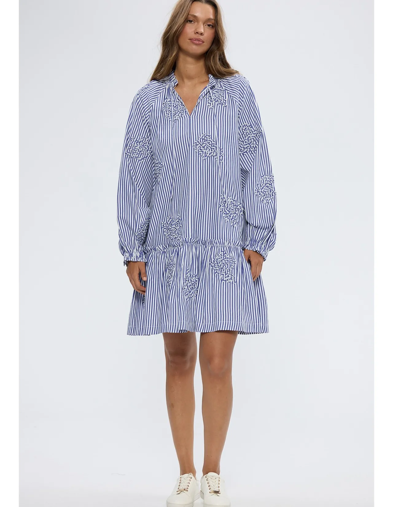 Chiara Frill Collar Stripe Mini Dress