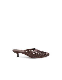 Chirles Woven Leather Pointed Kitten Heel Mules
