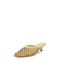 Chirles Woven Kitten Heel Leather Mules