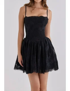 CHLOE COTTON ANGLAISE LACE MINI DRESS