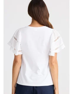 Chloe Lace Flutter Sleeve Cotton Tee