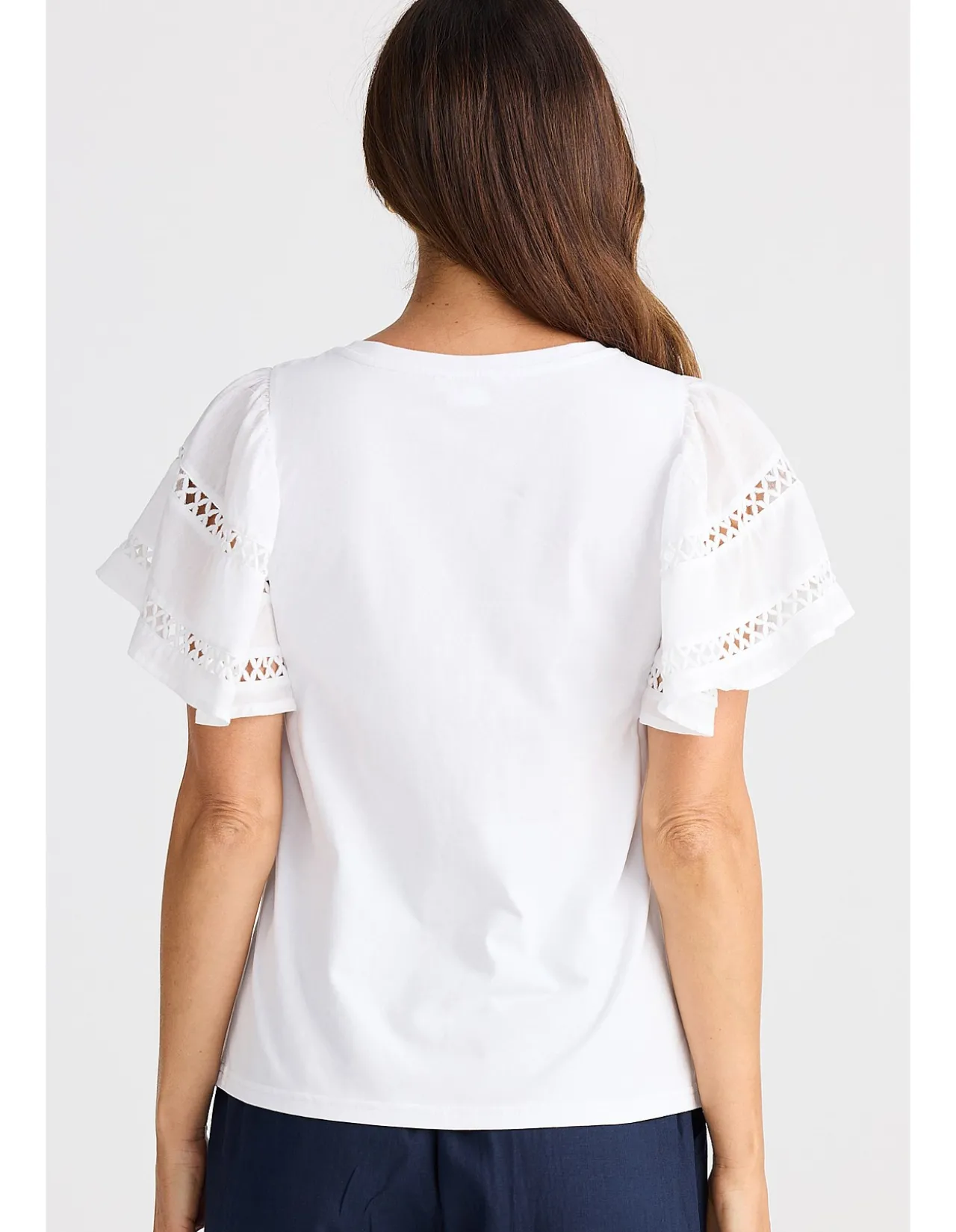 Chloe Lace Flutter Sleeve Cotton Tee