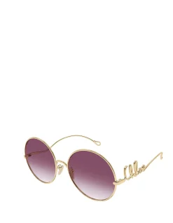 CH0329S GOLD ROUND SUNGLASSES WITH RED LENSES