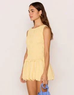 CIEL SHIRRED BUBBLE MINI DRESS