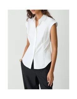 Cinched Cap Sleeve Shirt in Good Cotton