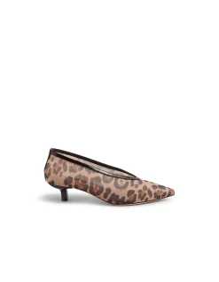 Cippesh Leopard Mesh Pointed Toe Pumps