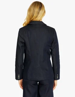 City Denim Single Button Tailored Blazer