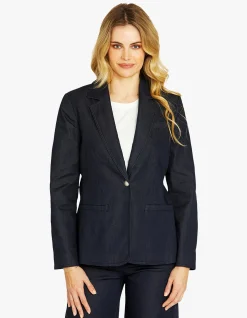 City Denim Single Button Tailored Blazer