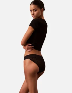 CK Logo Lace Trim Low Rise Bikini Briefs