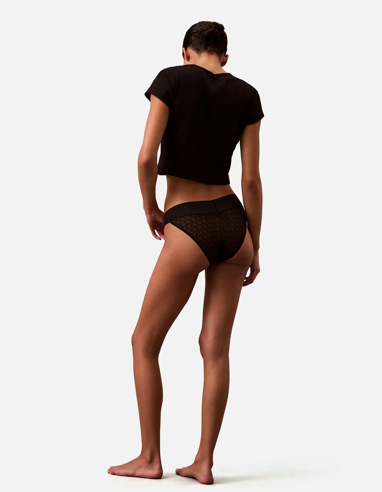 CK Logo Lace Trim Low Rise Bikini Briefs