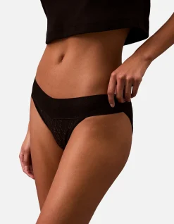CK Logo Lace Trim Low Rise Bikini Briefs