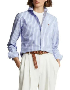 Classic Fit Striped Oxford Shirt Blue/White