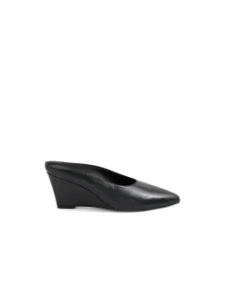 Claudette Pointed Toe Leather Wedge Mules