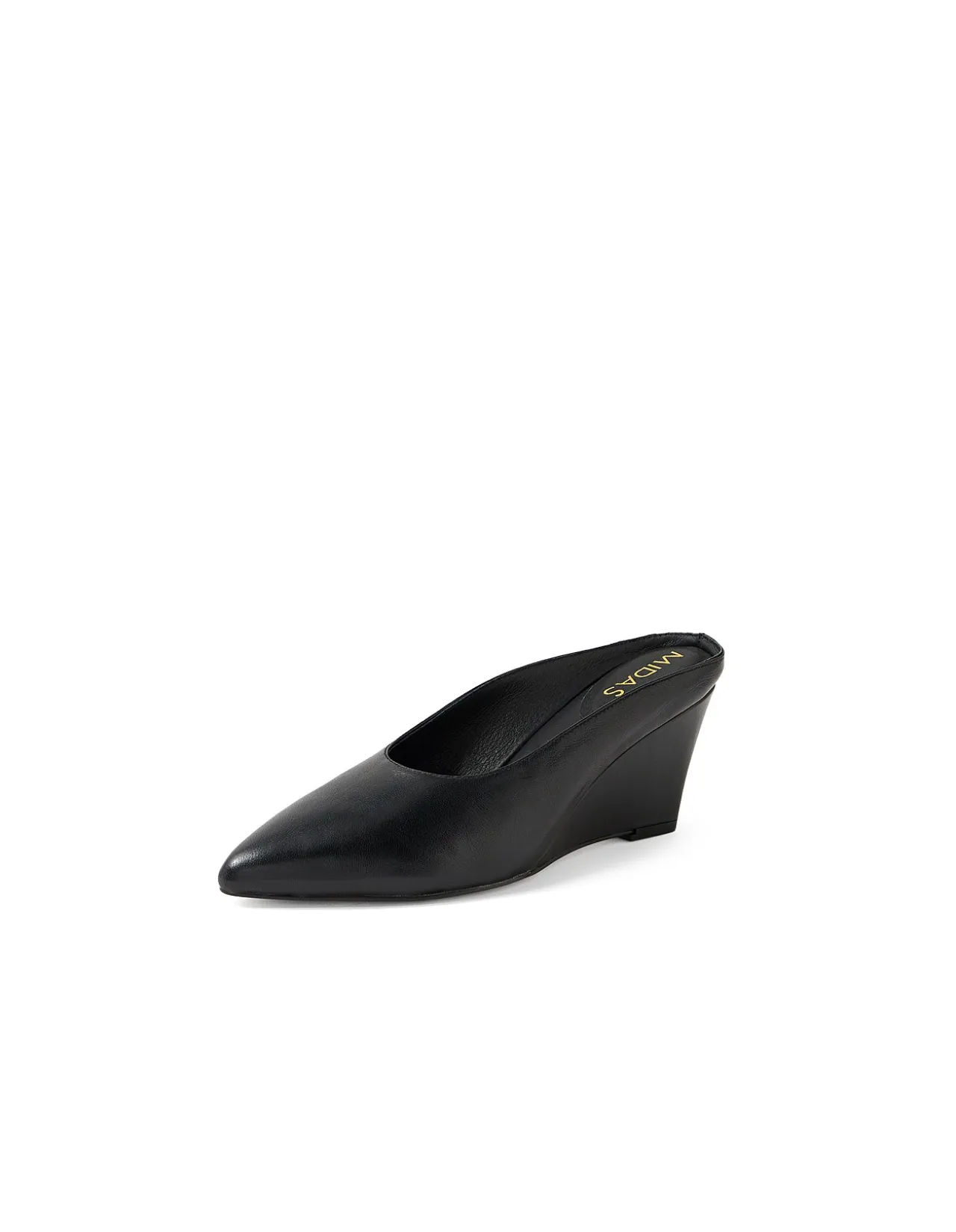 Claudette Pointed Toe Leather Wedge Mules