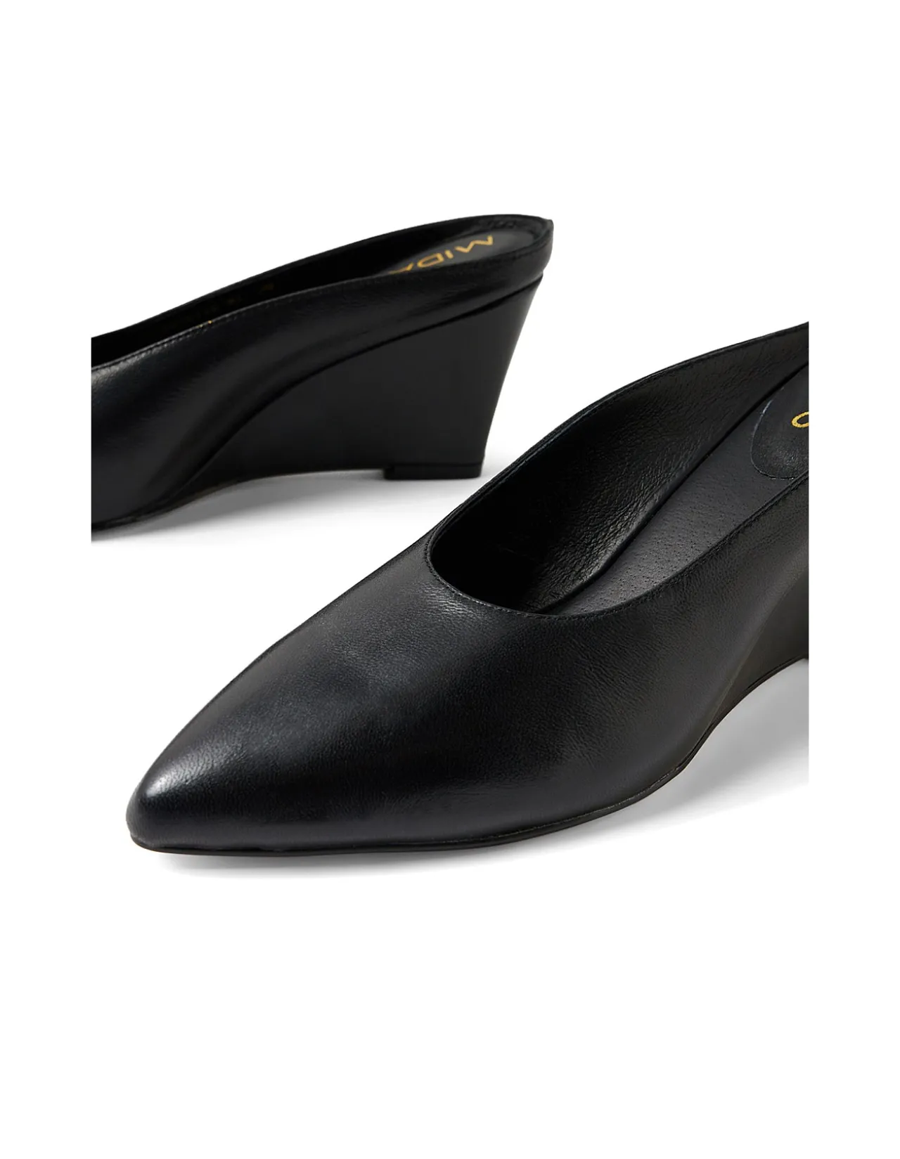 Claudette Pointed Toe Leather Wedge Mules